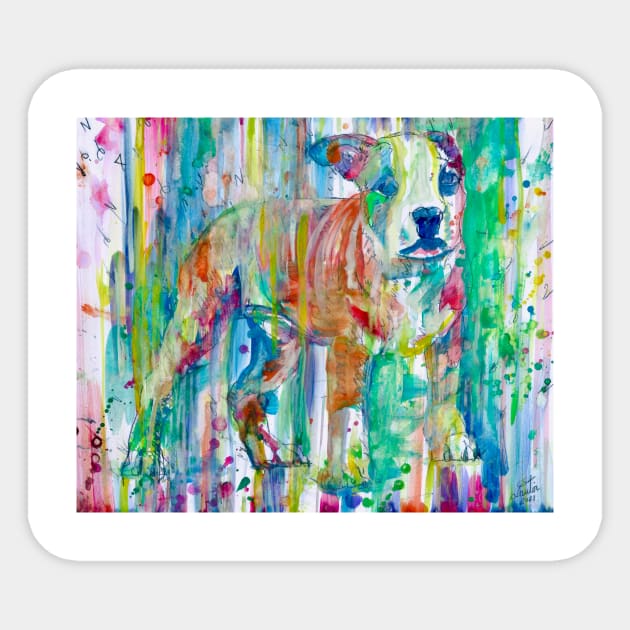 PUPPY PIT BULL STANDING - watercolor portrait Sticker by lautir